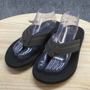 REEF Sandals Mens 9 Thong Flip Flops Flats Slip On Comfort Brown Faux Leather